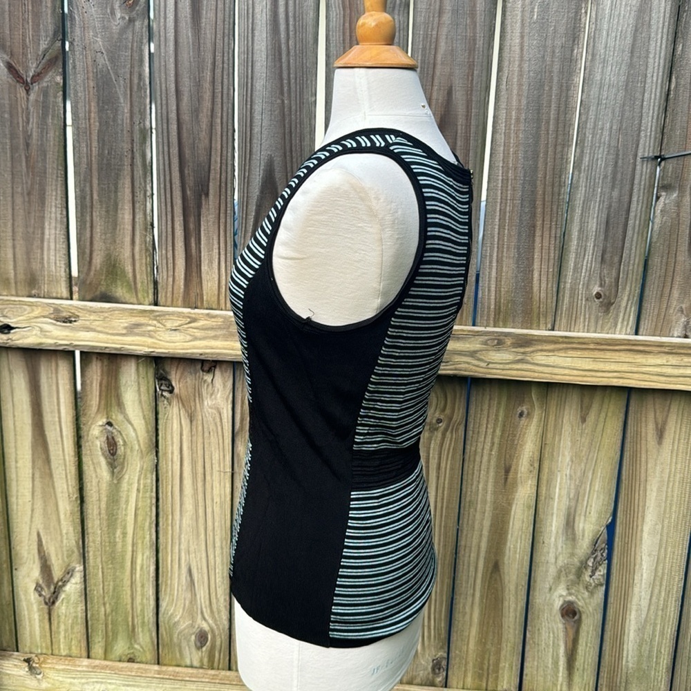 White House Black Market blue and black striped knit tank, size small - Picture 3 of 7